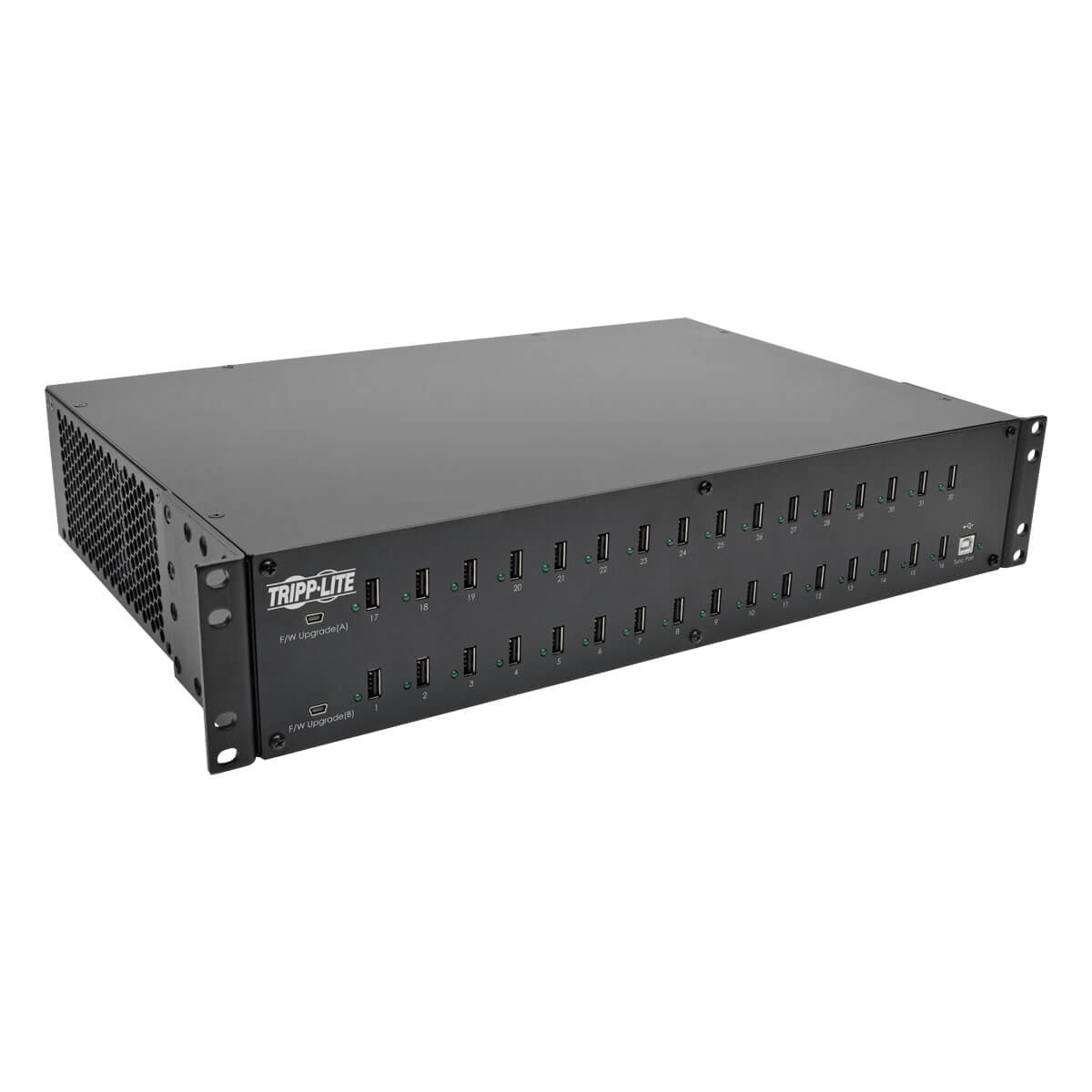 EATON 32-PORT USB CHARGING STATION WITH SYNCING USB CHARGER OUTPUT 2U RACK-MOUNT